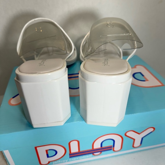 Jeffrey Campbell Jamm-3 Heeled Sandal in white Shiny casual summer comfy style - Picture 3 of 7